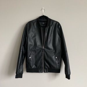 ASOS Black Leather Bomber Style Jacket